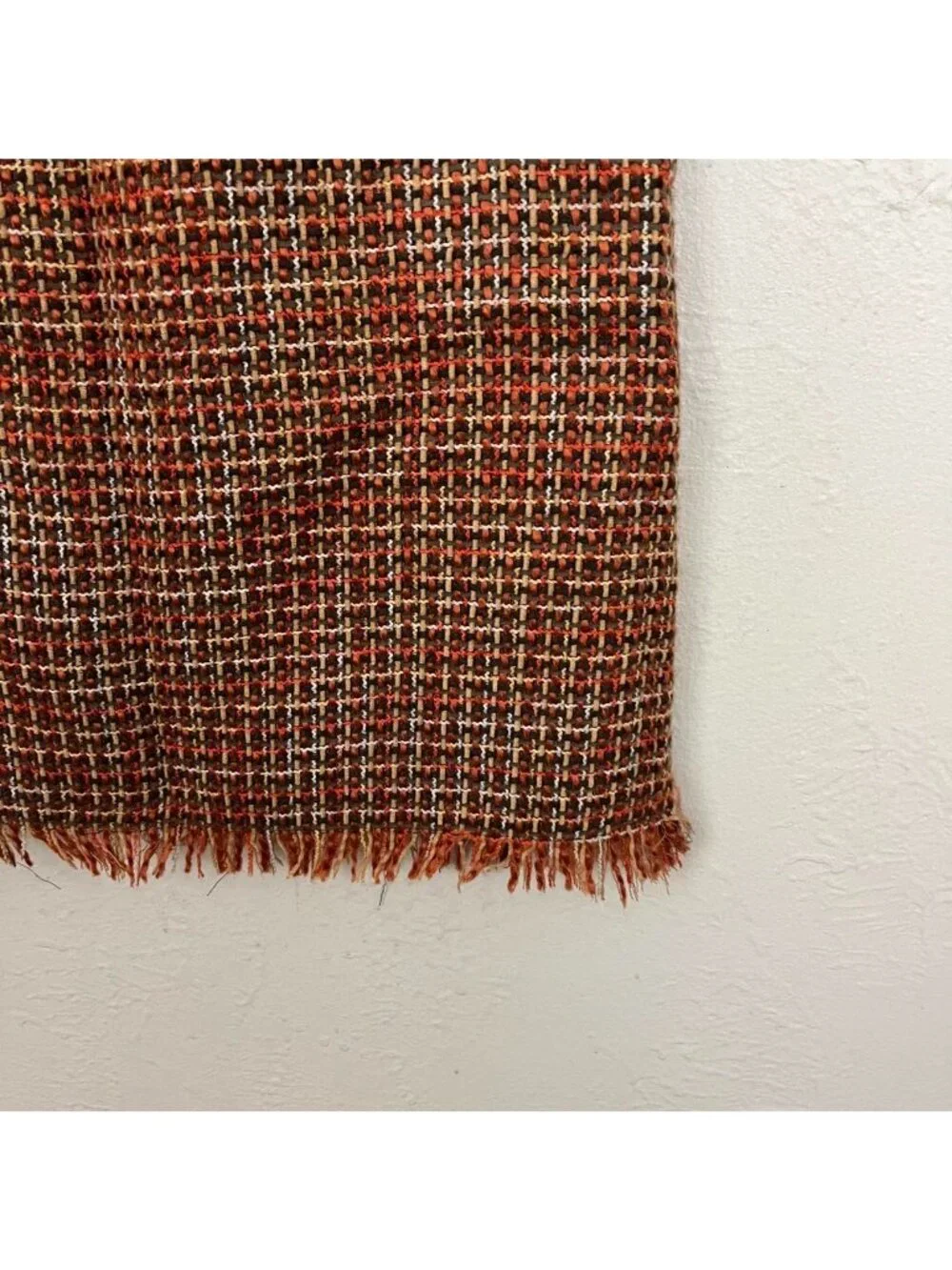 y2k orange brown tweed office siren twee academia knee length skirt